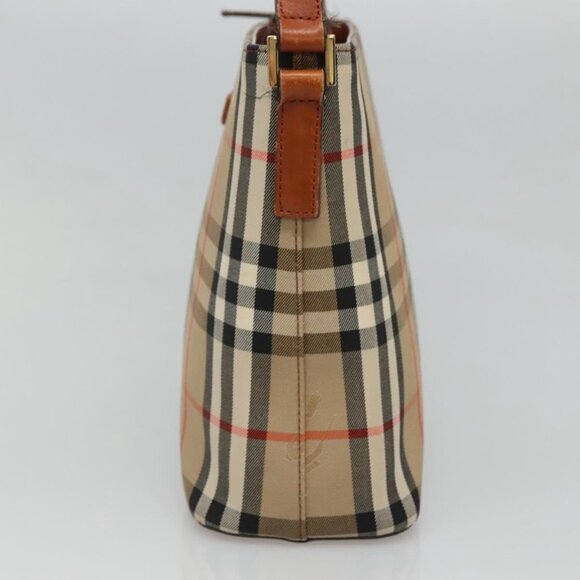 BURBERRY Nova Check Shoulder Bag Canvas Beige Gold Auth 121443 - Picture 4 of 16